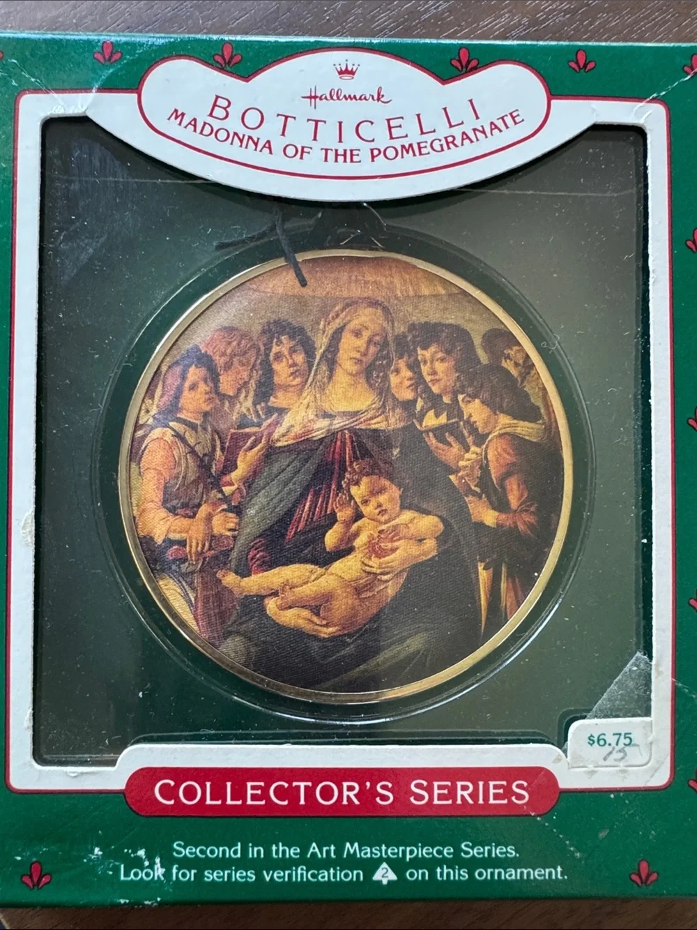 Hallmark Botticelli Madonna Ornament in Gold, Green, Red, Brown